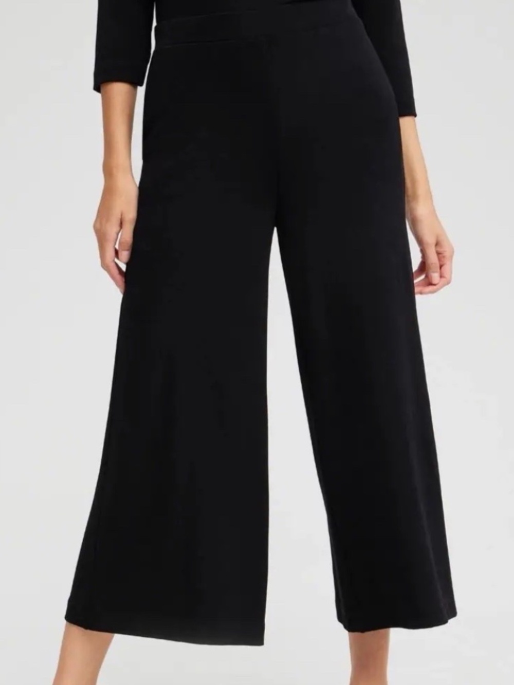 Chico’s Travelers Culotte Crop Pants XXL Black Wide Leg Pull On NWT Chico Size 4